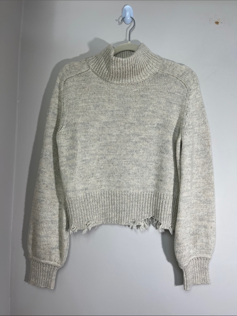 lovers + friends Granite Turtleneck Distressed Hem Sweater